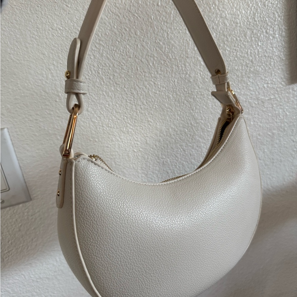 GALLERIES LAFFAYETTE cream Hobo half moon purse